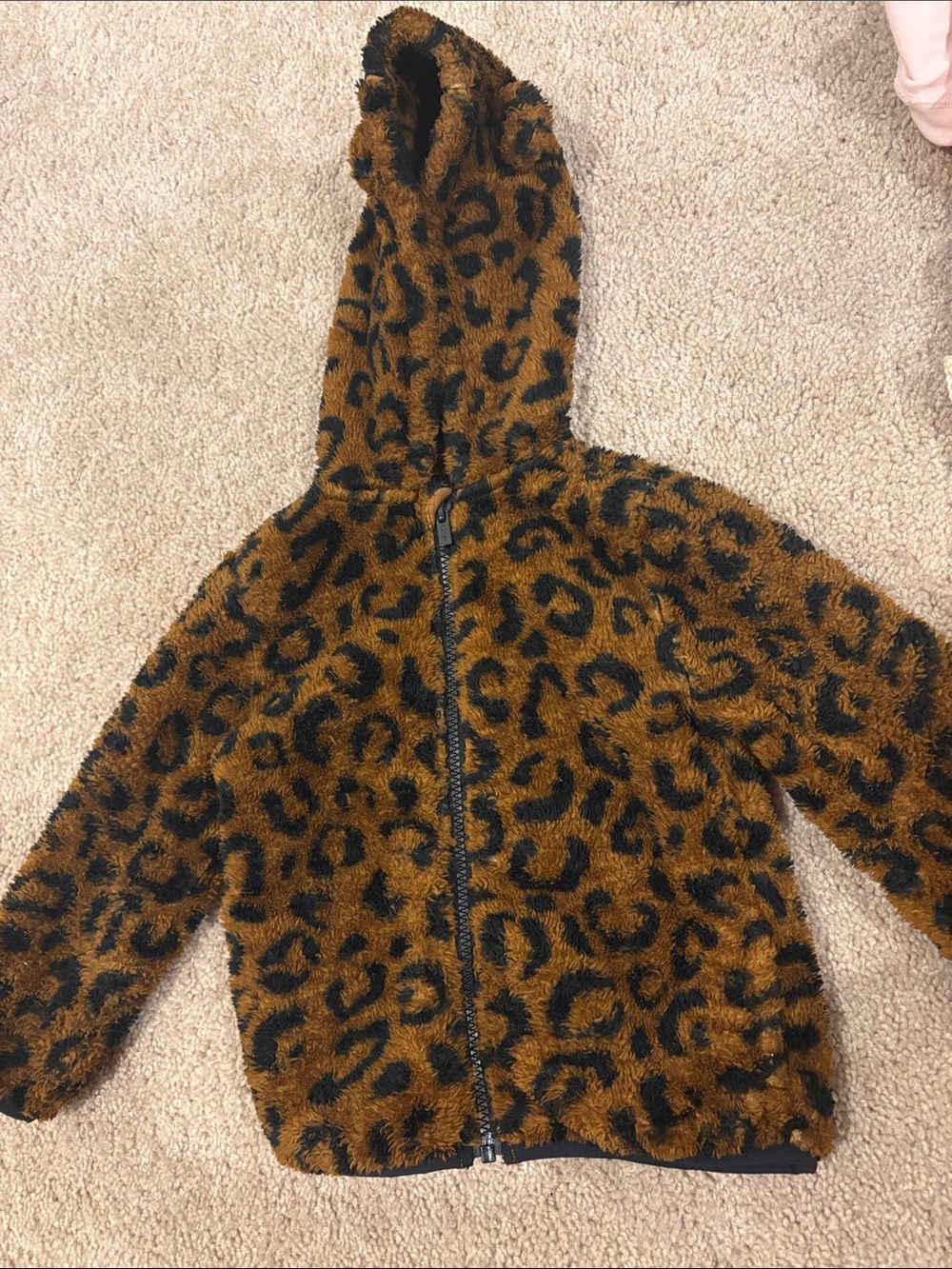 Old Navy Leopard Faux Fur Hoodie - Brown & Black